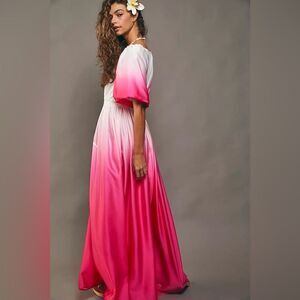 Delfi Sofia x Free People Ombre Dip Dyed Puff Sleeve Vintage Maxi Dress